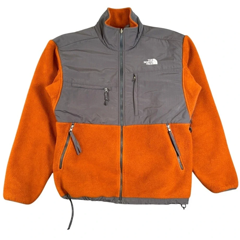 The North Face Denali Polartec Fleece Jacket Mens Large Orange Grey Full Zip